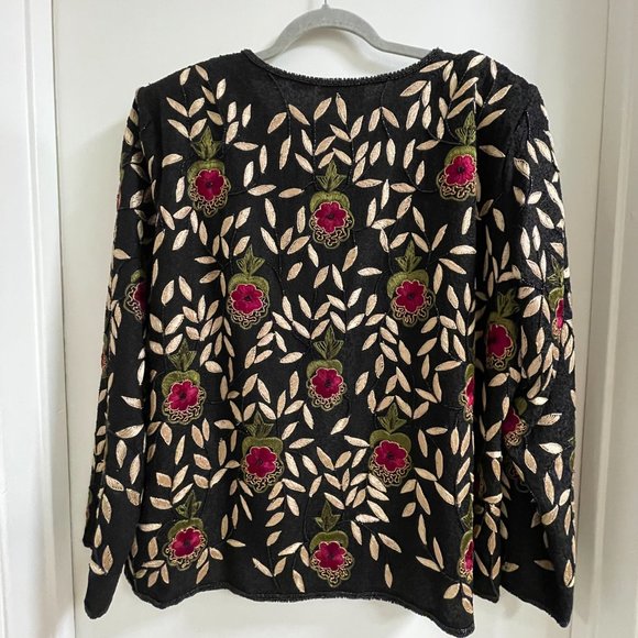 Vintage Raiment Fashions Inc. New York BEADED Floral SILK Jacket | SIZE M - Picture 2 of 4